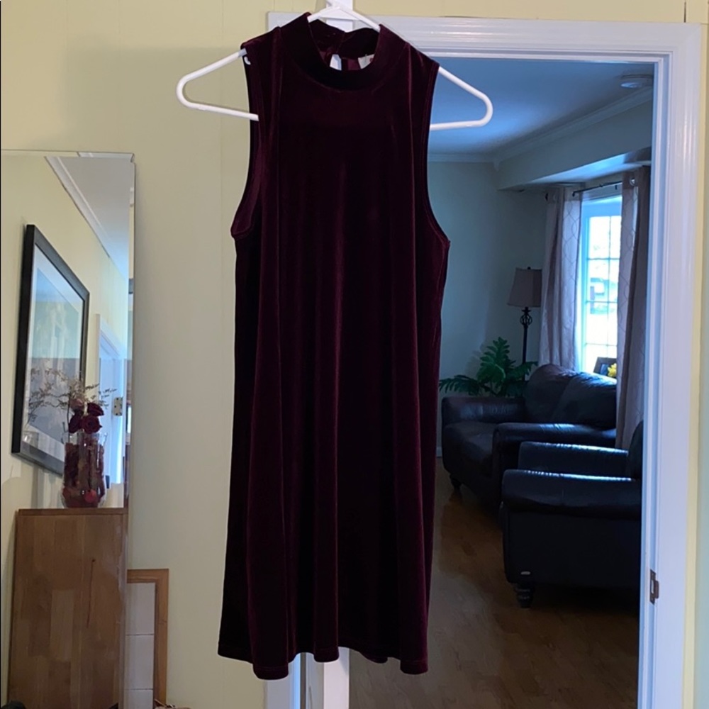 Maroon velvet winter dress